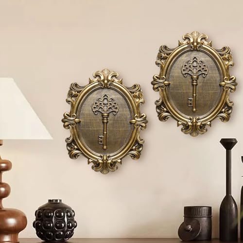 Vintage Key Wall Sculptures 2 Pack Antique Wall Decor Hallway Wall Art for Home Hand Painted Decoration with Embossed Key Design Vintage Decor for Living Room Bedroom Gallery Unique Gifts (Gold keys) - Image 6