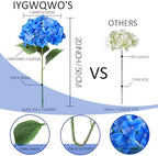 6PCS Large Silk Hydrangea Flowers, 20 in Full Faux Hydrangea Artificial Flowers with Stems Leaves for Fake Bouquets Home Wedding Party Centerpieces Arrangements Indoor Outdoor (Dark Blue) - Image 2