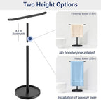 STWWO Hand Towel Holder, Height Adjustable 12.4"-16.7" Towel Stand, Black - Image 2