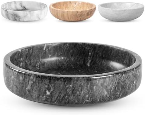 FNTSTICGOODS Marble Decorative Bowl - 7.5" Natural Black Solid Marble Centerpiece - Handmade Stone Fruit Bowl - Catch-All or Key Bowl for Kitchen - Modern Minimalist Decor by Unknown