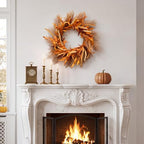 Perfnique Fall Wreath for Front Door, 18'' Autumn Wreath for Door Decor, Faux Pampas Wreath for Fall Decor, Boho Wall Decor, Farmhouse Pampas Grass Garland for Home Outdoor Thanksgiving Decoration - Image 6