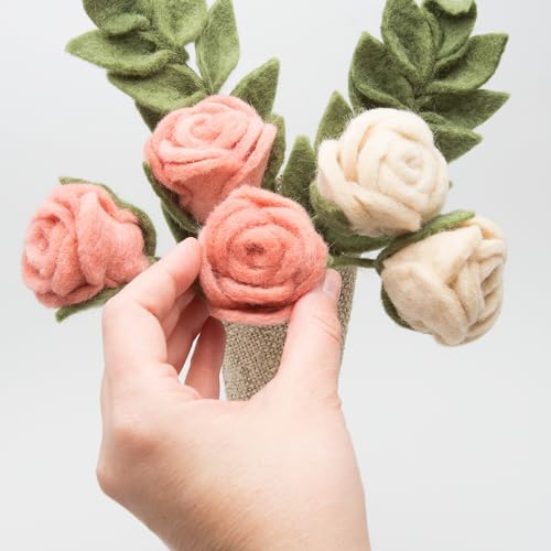 Glaciart One Felt Roses Flowers Artificial Bouquet - 5 pcs|Reusable, Washable and Essential Oil Ready Multi Color Artificial Flowers w/Bendable Wire Stem |Great as Gift and Home or Event Decorations - Image 4