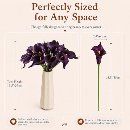 Mandy's 20pcs Grape Purple Calla Lily Artificial Flowers - Image 3