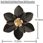 Metal Flower Wall Art Decor, 10“ Rustic Modern Floral Sculpture, Distressed Iron Wall Hanging Home Decoration Accent Artworks for Indoor Kitchen Bedroom Living Room Office Outdoor Garden Patio - Image 4