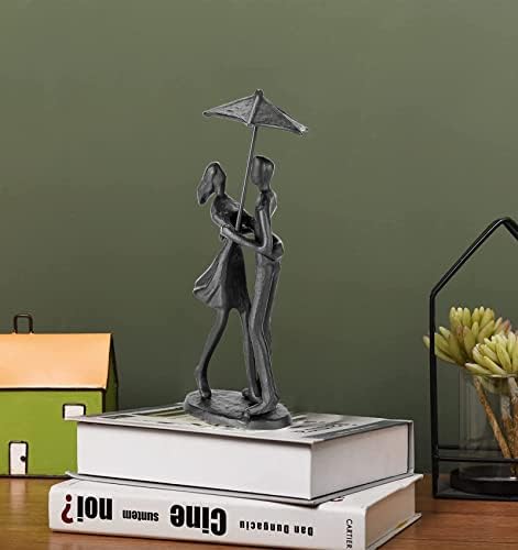 Loving Couple Under Umbrella Bronze Sculpture, Handcrafted Art Metal Statue Romantic Art Iron Statue 6th 11th 20th 40th 50th for Couple - Image 4