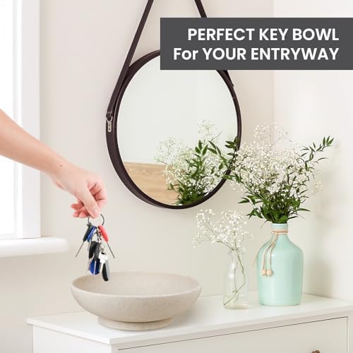 L'ARL GMVOI Large Decorative Bowl,Modern Fruit Bowl for Kitchen Counter,Handicraft Decorative Bowls for Home Decor,Stylish Key Bowl for Entry Table - Artificial Stone Beige - Image 5