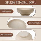 Deobath Large Resin Pedestal Decorative Bowl - Modern Handicraft Bowls for Home Decor - Fruit Bowl for Kitchen Counter - Key Bowl for Entryway Table,Artificial Stone Beige - Image 7