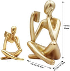 Gold Reading Women Statue, Thinker Sculptures, Abstract Art Ornament, Modern Aesthetic Figurine Decoration, Suitable for Home Living Room Bedroom Office Shelf Table Desk Bookshelf Decor (Gold Right) - Image 3