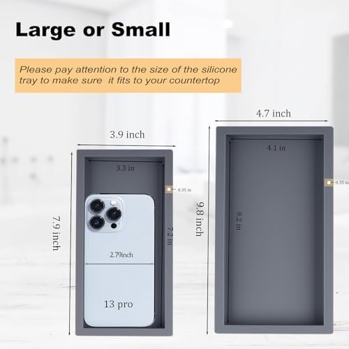 Silicone Bathroom Vanity Tray Dish Soap Holder Sink Organizer, Grey - Image 5