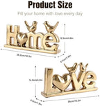 Love Sign Decor,Gold Room Decor Aesthetic, Knick Knack Shelf,Bird Decor, Boho Bookshelf,Abstract Statue,for Living Room,Bedroom, Contemporary Tv Stand Set of 2 (2, Gold Plated) - Image 3