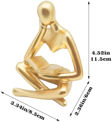 Jinkoozz Gold Reading Women Statue, Thinker Sculptures, Abstract Art Ornament, Modern Aesthetic Figurine Decoration, Suitable for Home Living Room Bedroom Office Shelf Table Desk Bookshelf Decor - Image 7