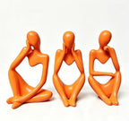BrownLove 3pcs Orange Human Body Abstract Art Decoration, Modern White Art Resin Statue Room Office Shelf Bookcase Decoration by Unknown