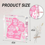 To My Wife Gift from Husband, Heartfelt Romantic Love Plaque, Anniversary and Valentine's Day Gift for Wife, Wedding Keepsake for Birthday, Christmas, Pink Acrylic Desk Decor, Valentine's Day decorations - Image 2