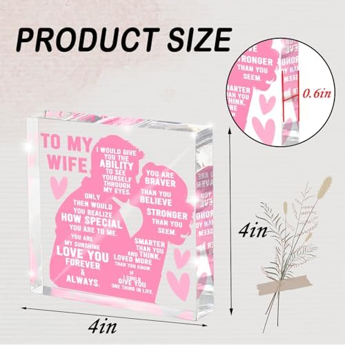 To My Wife Gift from Husband, Heartfelt Romantic Love Plaque, Anniversary and Valentine's Day Gift for Wife, Wedding Keepsake for Birthday, Christmas, Pink Acrylic Desk Decor, Valentine's Day decorations - Image 2
