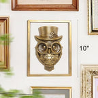 Newinhome Animal Heads Wall Decor (Includes Metal Frame) Halloween Resin Animals Sculptures Head Wall Hanging Decoration Gold vintage Wall Sculpture for Living Room Bedroom Office(Owl) - Image 4