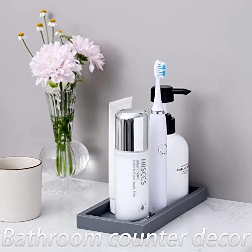 Silicone Bathroom Vanity Tray Dish Soap Holder Sink Organizer, Grey - Image 2