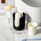 Dobbyby Ceramic Bathroom Cup Dispenser with Stylish Vertical Stripes - Disposable Mouthwash Cup Holder Holds 3-4oz Paper Cups for Rinsing Cups on Bathroom Vanity Countertops (Matte Black) - Image 5