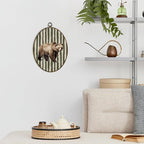 dvhdajed Vintage Brown Bear Oval Wall Art Decor, Sage Green Striped Baby Boy Room Framed Canvas Art, Farmhouse Rustic Bear Wall Hanging Decor for Boys Nursery, Farm Animal Decorations, 8.7x11.3 Inch - Image 2