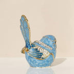 Exquisite Hand - Painted Enamel Blue Bird Trinket Box Hinged Rhinestone - Adorned Mini Jewelry Organizer for Rings & Necklaces, Ideal Classical Home Decor & Collectible Keepsake (Trinket Box-B) - Image 6