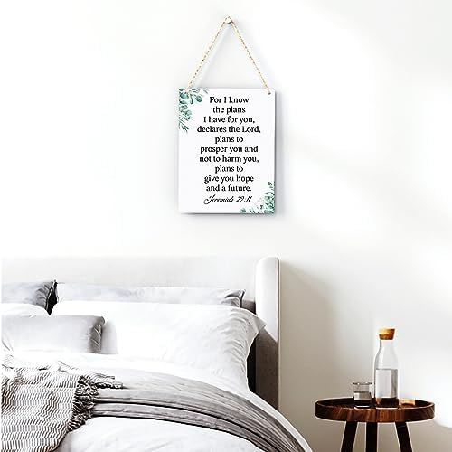 For I Know the Plans I Have for You Jeremiah 29:11 Inspirational Decor Christian Gifts Bible Verse Wall Art Scripture Wooden Hanging Sign for Modern Home Office Wall Art Decoration 8 x 10 Inches - Image 3