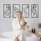 Bakovity Black Metal Bathroom Wall Art, Minimalist Woman Line Wall Decor, Metal Wall Decor for Bathroom Bedroom Living Room (4 Pcs,17 x 9 in) - Image 6