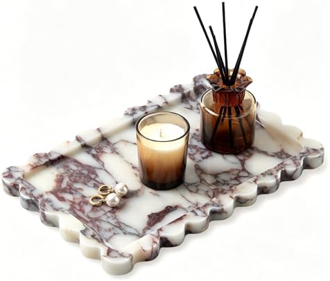 Luxury Natural Scalloped Marble Tray, Elegant Catchall Organizer Home Decor by Uniquetexturesthatnevergo