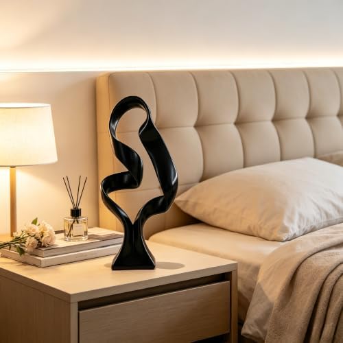 15" Modern Abstract Ribbon Decorative Sculpture, Knot Sculptures,Home Decor,Coffee Table Statues,Dining Living Room Desk Decor（Black） - Image 5