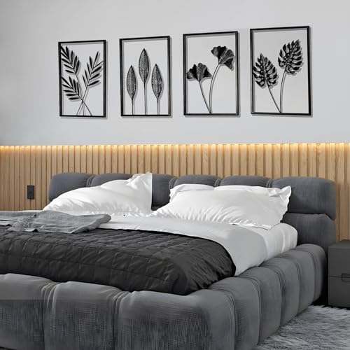 4PCS Black Metal Wall Art Frame Decor for Livingroom, Ginkgo Theme, 15.7x11 - Image 3