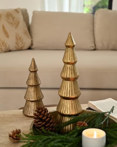 WONDROUS' DECO Christmas Tree Figurine Gold, Tree Figurines for Tabletop - Image 5