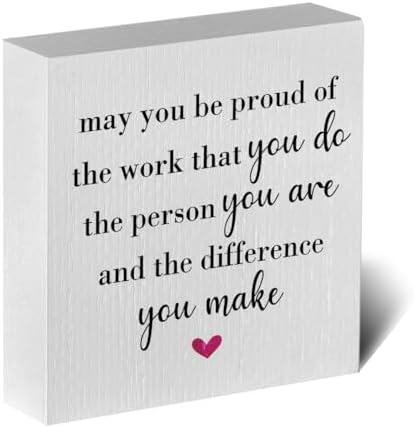 Motivational Artwork Wood Box Sign Rustic Farmhouse Style May You Be Proud of the Work Wood Block Plaque 5 X 5 Inches Home Office Desk Sign Decor for Presents by ENGVZ