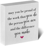 Motivational Artwork Wood Box Sign Rustic Farmhouse Style May You Be Proud of the Work Wood Block Plaque 5 X 5 Inches Home Office Desk Sign Decor for Presents by ENGVZ