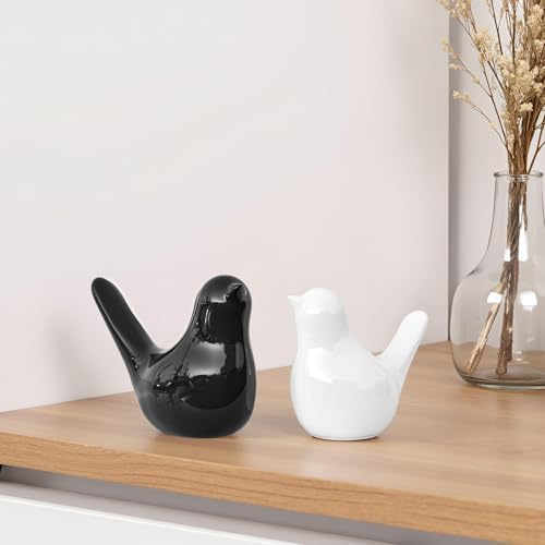 Small Black White Ceramic Bird Statue and Sculpture for Home Decor Accents,Modern Animal Ornaments for Living Room,Bedroom,Coffee Table Centerpiece,Bookshelf,Cabinets,Cute Knick Knacks for Shelves - Image 4