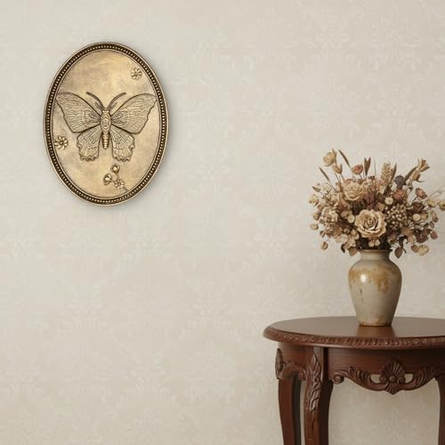 Vintage Butterfly Wall Sculpture, Antique Wall Decor, Gold Wall Art, Hanging Decoration with Embossed Butterfly Design, Vintage Decoration for Living Room Bedroom and Hallway, Housewarming Gift - Image 6