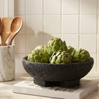 FESTGLOX Black Decorative Bowl, Large Fruit Bowl for Kitchen Counter by FESTGLOX