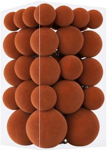 46Pcs Velvet Christmas Ball Ornaments Set - Flocked Shatterproof Christmas Tree Decorations Classic Hanging Ornaments with Rope for Xmas Wreath Holiday Home Decor (Multi-Size, Orange) by Unknown
