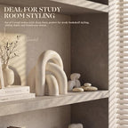 EOSAHR Pine Wood Arch Decor: Wood Sculpture for Bookshelf Decor, Whitewash - Image 3