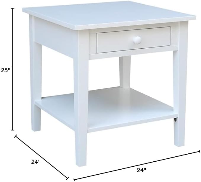 IC INTERNATIONAL CONCEPTS Spencer White Wood End Table in White - Image 3