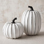 FESTGLOX White and Black Halloween Pumpkin Decor, Small Resin Pumpkin Set by FESTGLOX