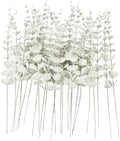 ABAJI 24 PCS Eucalyptus Stems Plastic Vivid Leaf Decorations Artificial Leaves Fake Faux Greenery Plant for Home Office House Table Desk Decor Wedding or Party Vase Forever Live by ABAJI