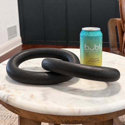 13" Black Wood Chain Link Decor, Decorative Knot Coffee Table Accent - Image 2