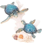 Sea Turtle Decor Figurine Blue Turtle Swimming on Coral Reef Base Coastal Bathroom Beach House Decor (Blue Sea Turtles) - Image 6