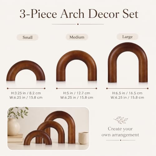 XMGZQ Brown Wood Arch for Coffee Table Decor Items,Wood Statue and Sculpture Set 3,Japanese Neutral Home Decor Aesthetic,Living Room,Entryway,Bookshelf,Floating,Console,Boho Minimalist Objects - Image 2