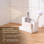 RQYIXI 3-in-1 Ceramic Square Soap Dispenser with Sponge Holder,White,18 Oz - Image 3