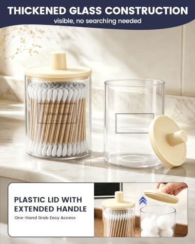 Glass Qtip Holder Dispenser - 4 Pack, Bathroom Decor and Organizer - Image 2