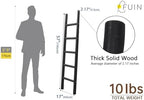 FUIN Blanket Ladder, 57in Rustic Solid Wood Decorative Ladder, Black - Image 5