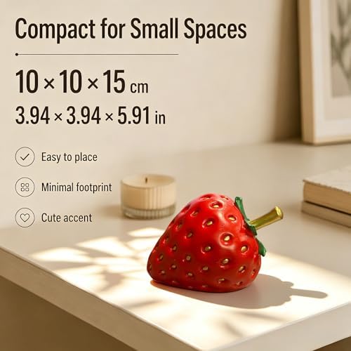 Strawberry Decor Sculpture, Red Fruit Figurine Home Decor, Modern Decorative Ornament for Kitchen Desk Shelf Coffee Table Aesthetic Room Decor Unique Gift - Image 3