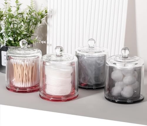rejomiik Qtip Holder Apothecary Jars with Lid, 2 Pack Thick Glass, Pink - Image 6