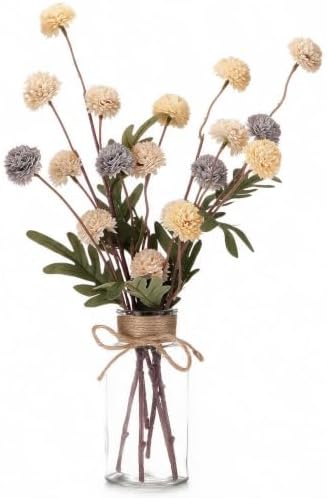 3PCS Mums Artificial Flowers with Vase - Small Silk Fake Flowers Suitable for Vase Bedroom Dining Room Living Rooms Decor Home Table Decor by QUNWREATH