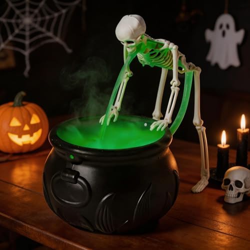 Zesua Halloween Decorations Indoor - Vintage Puking Skeleton Cauldron by Zesua
