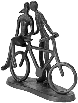 Bike Couple Figurine Statue - Art Metal Sculpture Decor Anniversary - Romantic Gift for Wedding and Anniversary - for Him,Her and Bicycle Lovers, Metal Ornament Couple Statues for Home Decor - Image 2